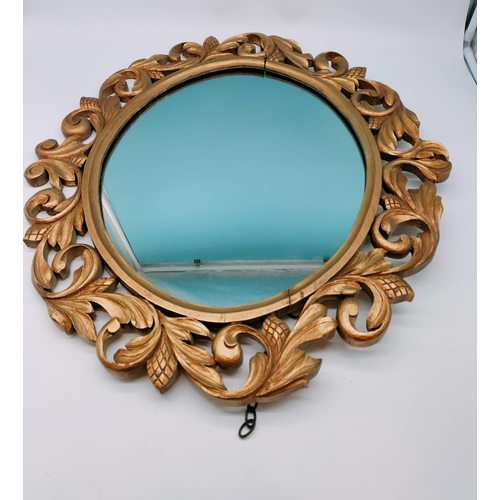 340 - Wooden Framed Gilt Oval Mirror 63cm x 57cm. Collection Only.