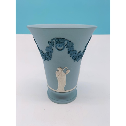 374 - Wedgwood Tri Coloured Jasper 16cm Trumpet Vase.