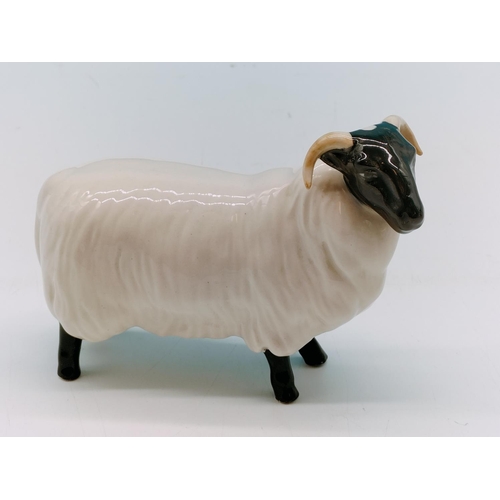 379 - Beswick Figure of a Black Faced Ram. 9cm High x 11cm.