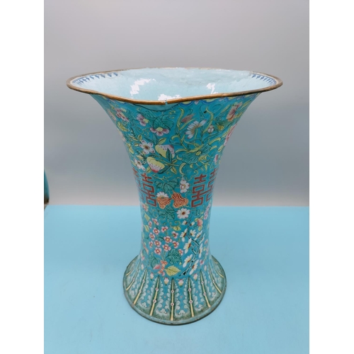 38 - Chinese Late 18th/Early 19th Century Peking Enamel Vase with Crude Repair. 32cm High.