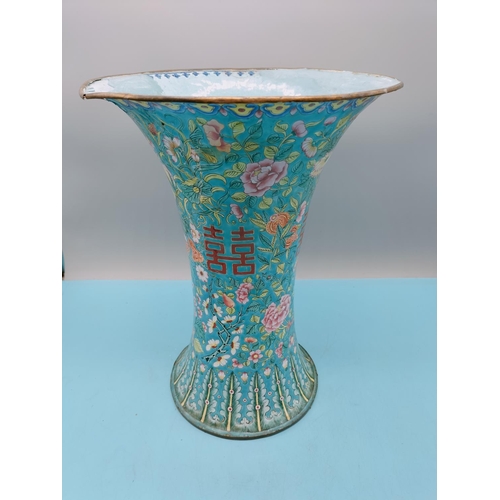 38 - Chinese Late 18th/Early 19th Century Peking Enamel Vase with Crude Repair. 32cm High.