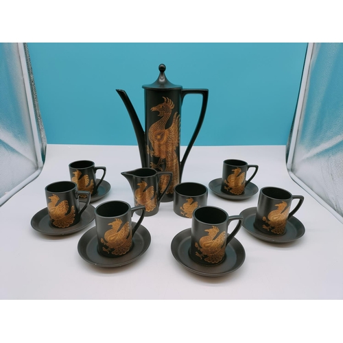 383 - Portmeirion 15 Piece Coffee Set in the 'Phoenix' Pattern.