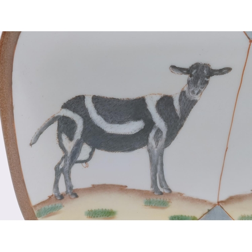 385 - 20th Century Chinese Hand Painted Male & Female Goat Design Plate. 24cm x 15cm.