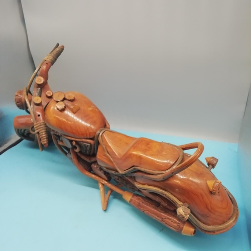 435 - Large Wooden Model of a Motorbike. 28cm High x 68cm.