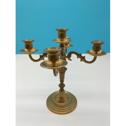 436 - Brass 4 Branch Candelabra. 29cm Tall.