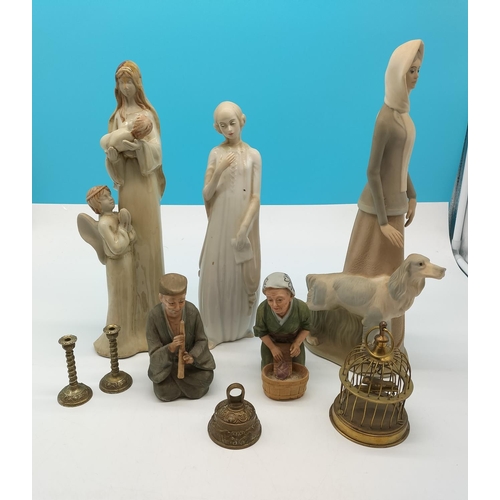 451 - Box of Mixed Figures and Metal Items. Tallest Figure 38cm.