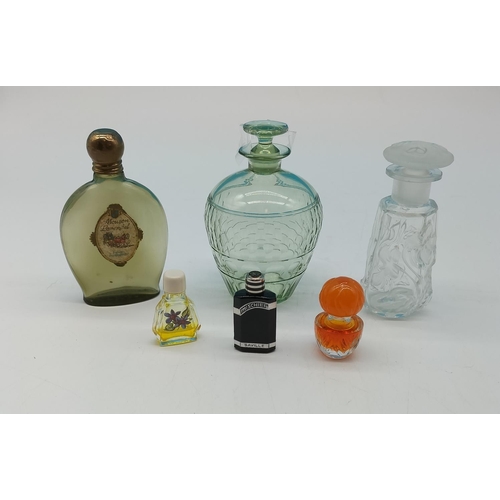 486 - Perfume Bottles (6) to include Faberge, Saviie and Floral. One with Label 'Mouson Lavendel'. Tallest... 