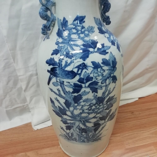 55 - Large 19th Century Blue and White Chinese Vase decorated with Ho Ho Birds in Foliage. 60cm Tall, 20c... 