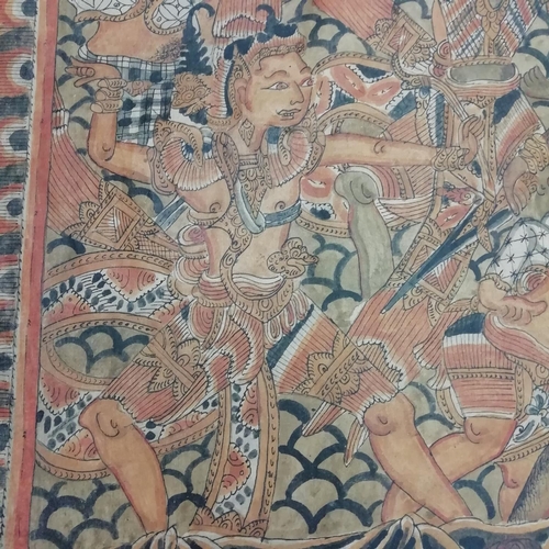 57 - Large Indonesian, Kamasan Religious Painting on Canvas. 200cm x 85cm.