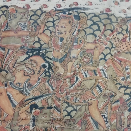 57 - Large Indonesian, Kamasan Religious Painting on Canvas. 200cm x 85cm.