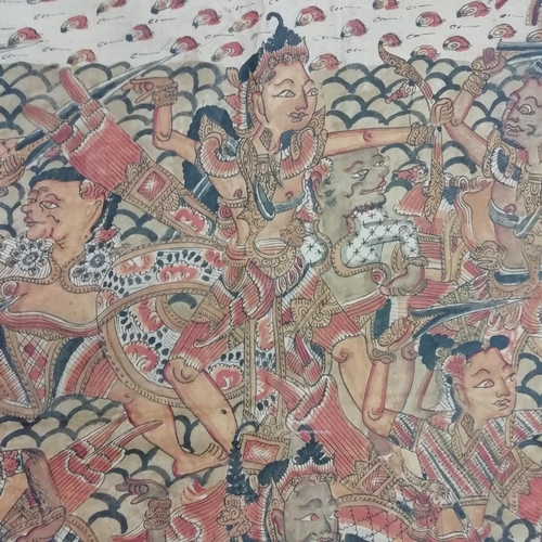 57 - Large Indonesian, Kamasan Religious Painting on Canvas. 200cm x 85cm.