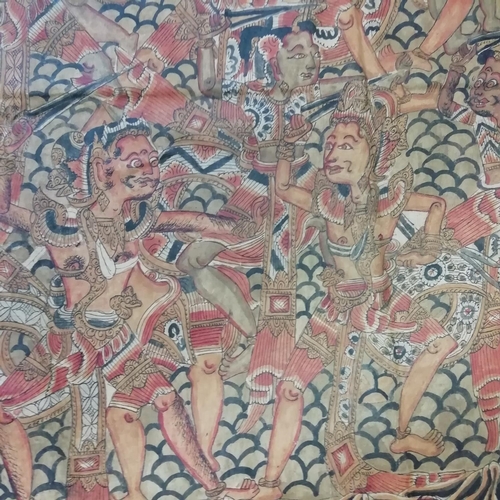 57 - Large Indonesian, Kamasan Religious Painting on Canvas. 200cm x 85cm.