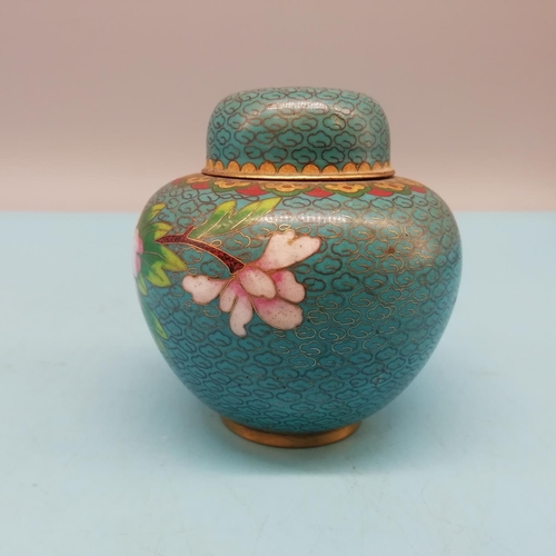 160F - Early 20th Century Chinese Cloisionne Vase/Jar with Floral Decoration. 8cm Tall.