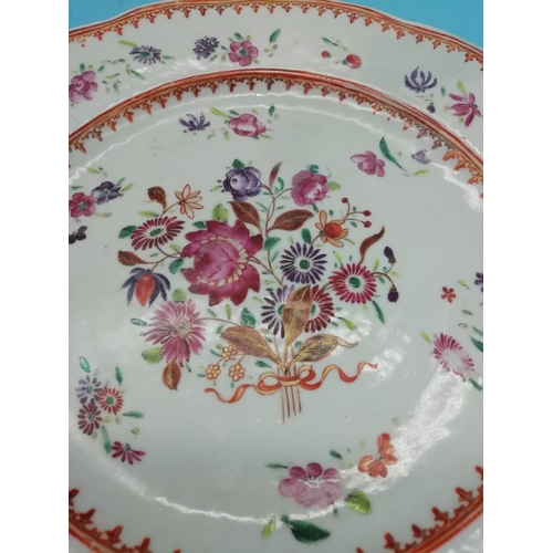 29 - Chinese 18th Century Hand Painted Floral Decorated 22.5cm Plate.