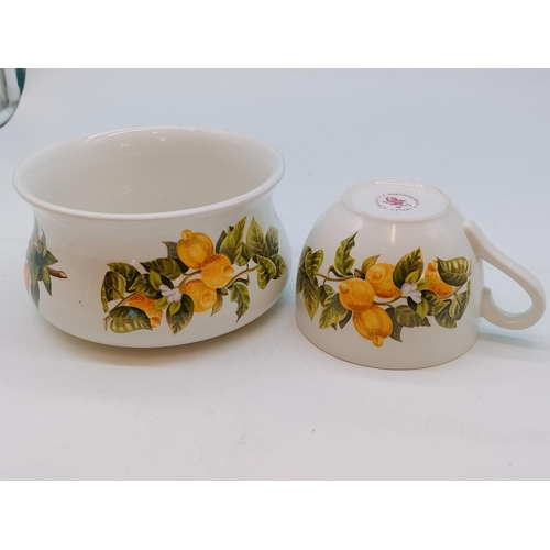 812 - Portmeirion Pottery Items - Chamber Pot and Large Cup. Largest 10cm High, 18cm Diameter.