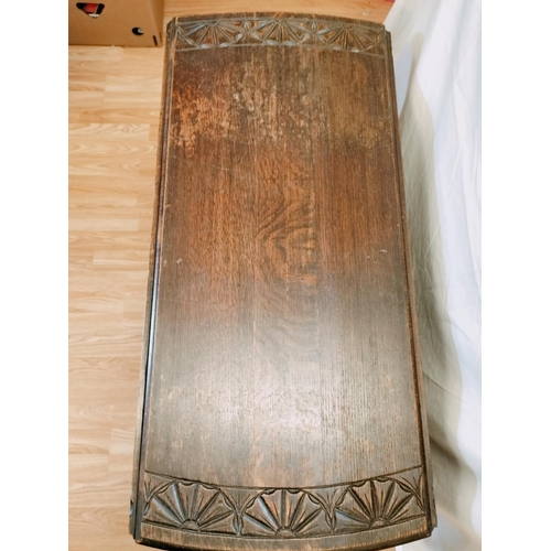 815 - Oak Carved Drop Leaf Oval Table with Barley Twist Legs. Closed measures 73cm High, 92cm x 42cm. Open... 