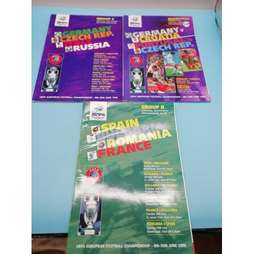 20A - Good Collection of Approx 10 European Championship Programmes, mostly Euro 1996.