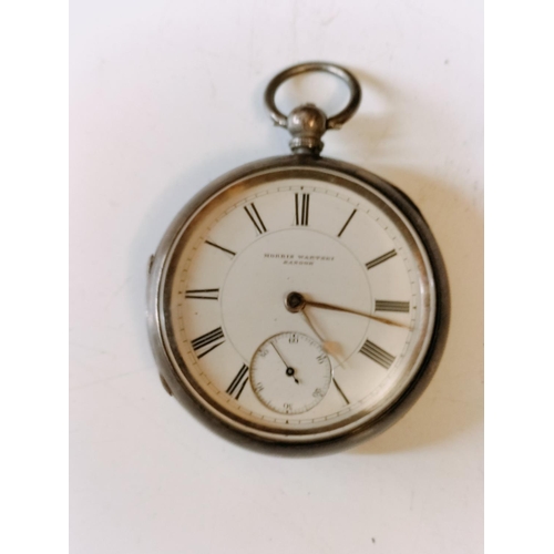 53 - Gent's Chester Hallmarked Silver Cased Pocket Watch, Morris Wartski, Bangor. 6cm Diameter Face. Requ... 