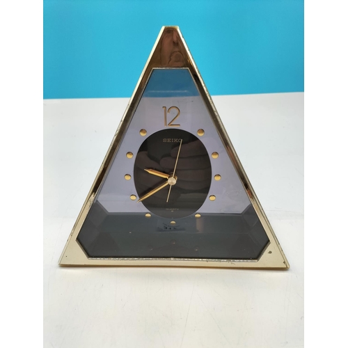 1970s/1980's Seiko Triangular Quartz Mantle Clock. 20cm x 21cm