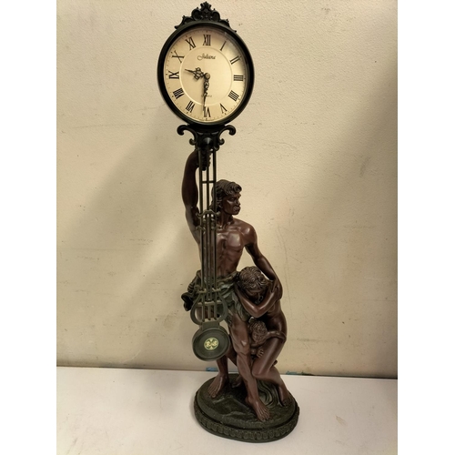 219 - Cold cast Bronze Figured Pendulum Clock. 83cm High.