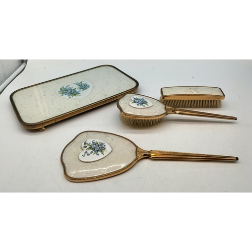 223 - Brush and Mirror Set on Tray. 32cm x 20cm