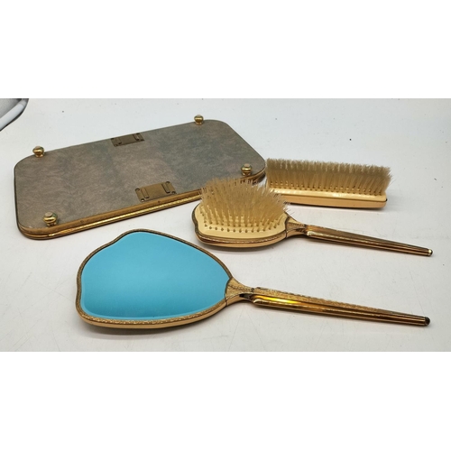 223 - Brush and Mirror Set on Tray. 32cm x 20cm