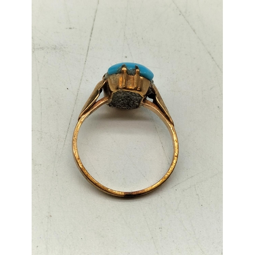 3 - 9ct Gold Ladies Blue Stone Ring. 1.7 Grams. Size L.