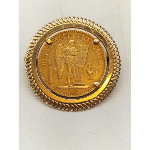 1848 20 Franc Gold Guardian Angel Coin in 18kt Mount. Total Weight 9.9 ...