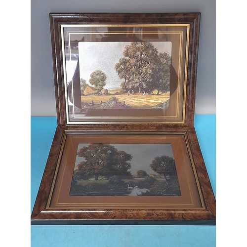 273 - Vincent Selby Landscape Scene Foil Prints (2). 30cm x 25cm.