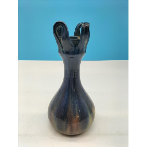 53 - Art Nouveau 26cm Vase by Faiencerie Airain Thulin c1920's.