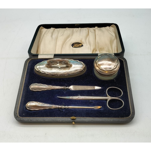 66 - Cased Silver Hallmarked Manicure Set.