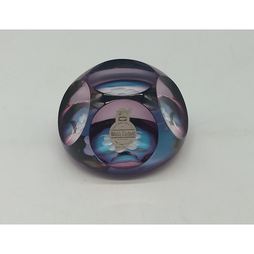 156 - Webb Corbett Glass Multi Faceted Flower Paperweight. 8cm Diameter at base.
