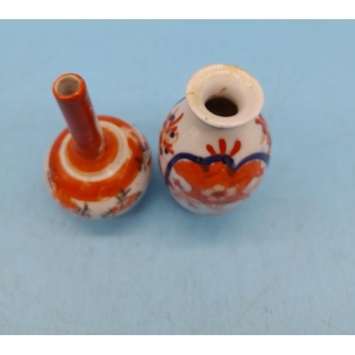 59 - 19th Century Japanese Imari Vases (2). Tallest being 8cm.