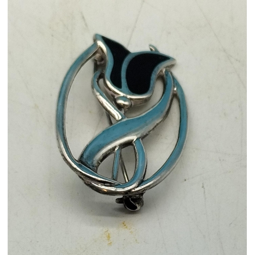 74 - Art Nouveau Mackintosh Style Hallmarked Brooch. 4cm x 2.5cm.