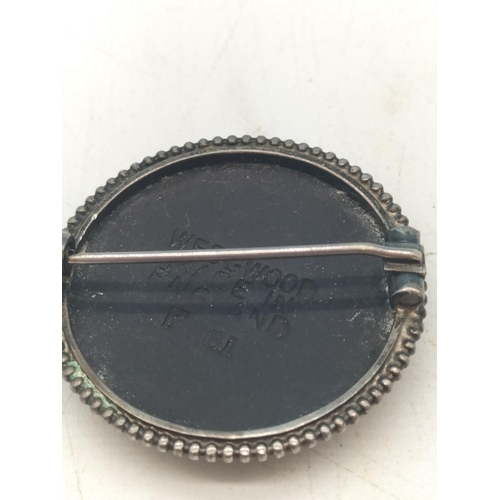88 - Wedgwood Black Jasper and Silver Brooch. 3.5cm Diameter.