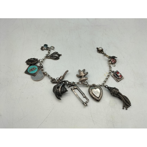 90 - 925 Silver Charm Bracelet (approx 7