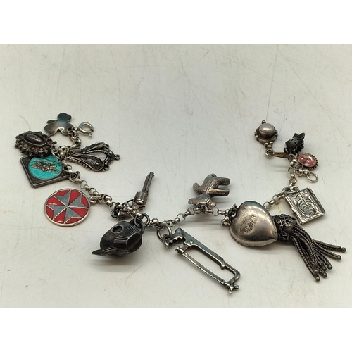 90 - 925 Silver Charm Bracelet (approx 7