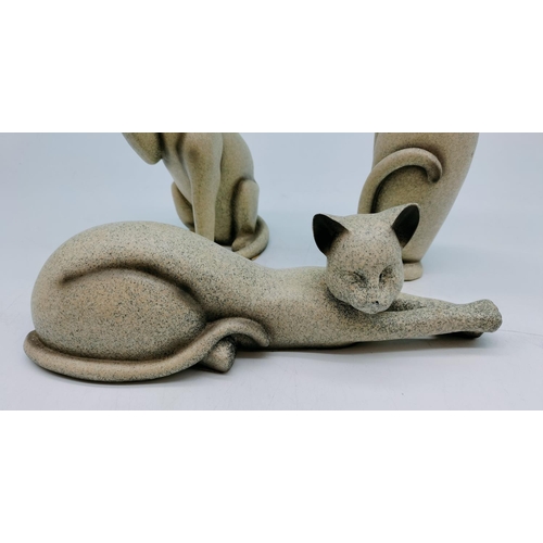 683 - Contemporary Style Cat Figures (3). 22cm Tall.