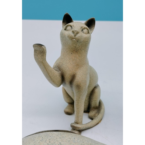 683 - Contemporary Style Cat Figures (3). 22cm Tall.