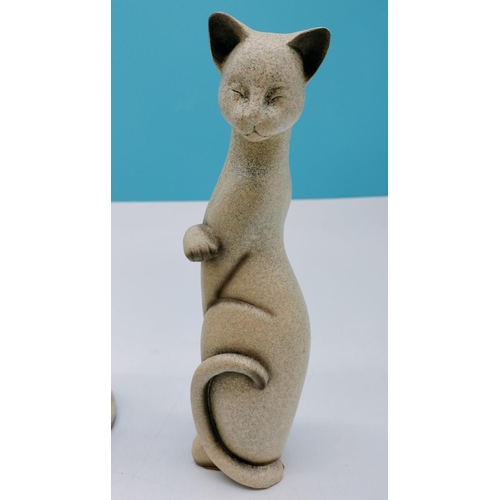 683 - Contemporary Style Cat Figures (3). 22cm Tall.