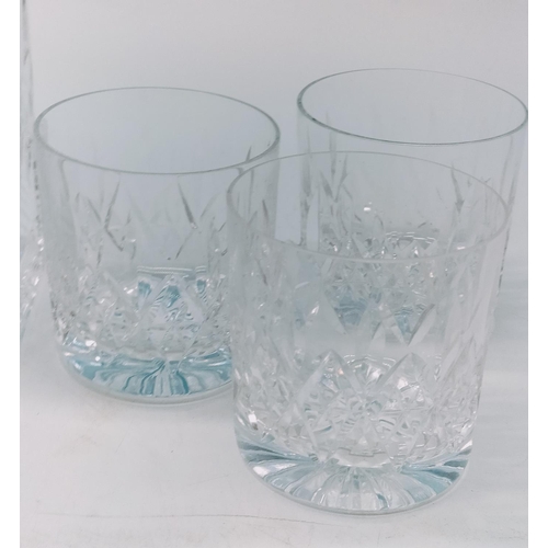 681 - Cut Glass Decanter plus 6 x Mixed Tumblers.