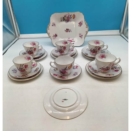 101 - 6 x Spode Copelands China Trios Plus Square Cake Plate 27cm x 21cm