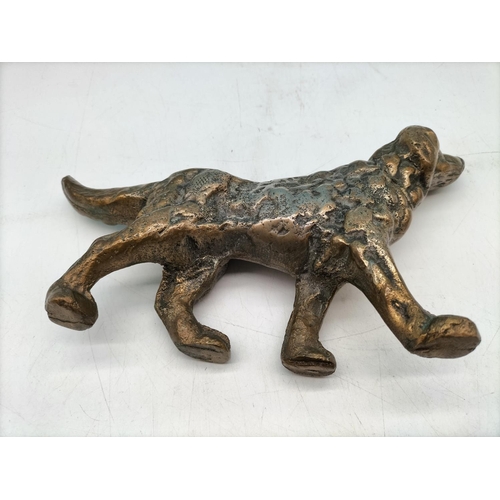 16 - Cast Bronze Figure of a Retriever Dog. 23cm x 14cm.