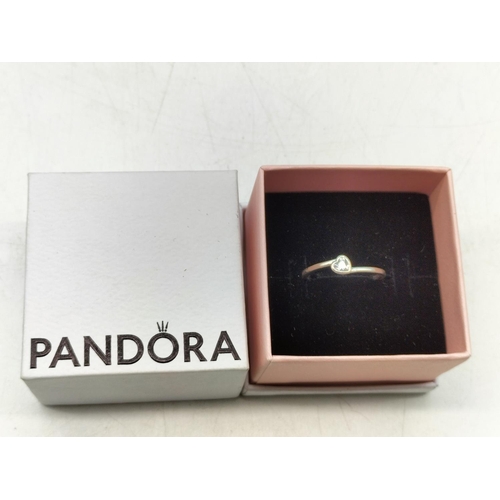 24 - Pandora Ring 925 Silver and Cubic Zirconia. Size N. Stamped S925 Ale.