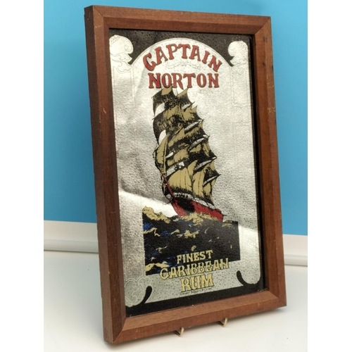 250 - 'Captain Norton Rum' Pub Mirror. 34cm x 24cm.