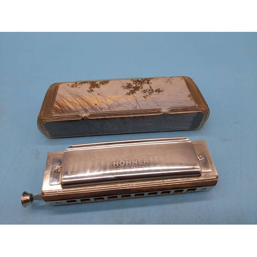 255 - Boxed Vintage Hohner Slide Harp Harmonica.