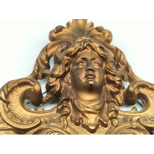 30 - Antique Brass Framed Mirror with Britannia and Cherubs. Rd No 444517. 36cm High x 29cm.