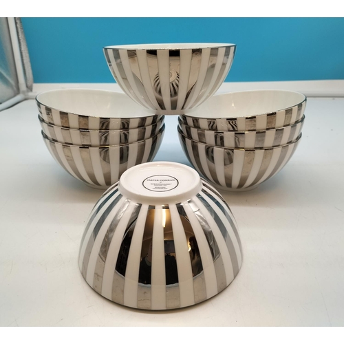 35 - Jasper Conran for Wedgwood 14cm Dessert Bowls (8) in the 'Platinum Stripe' Design.