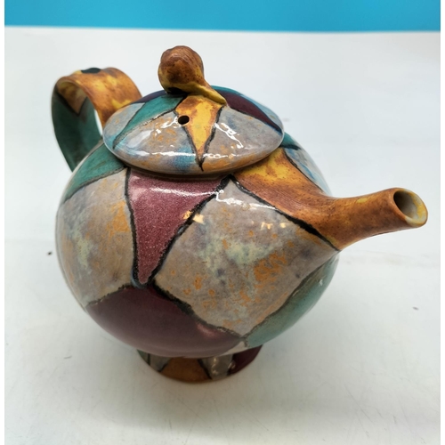 38 - Dartington Pottery 'Quilt' Pattern Teapot. 18cm High, 23cm Spout to Handle, Approx 14cm Diameter.