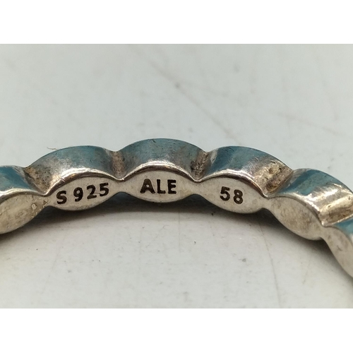 44 - 2 x Pandora 925 Silver Rings. Both Size N. Stamped S925 ALE.